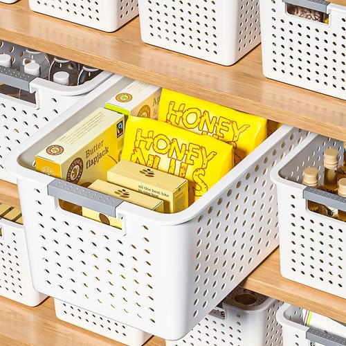 桌面收纳筐家用塑料玩具零食收z纳整理盒子置物篮框厨房杂物收纳