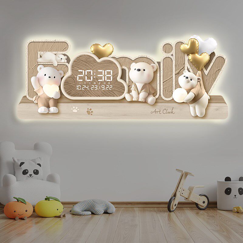 2024新款奶油风万年历智能电C子钟客厅挂钟创意装饰时钟挂墙钟