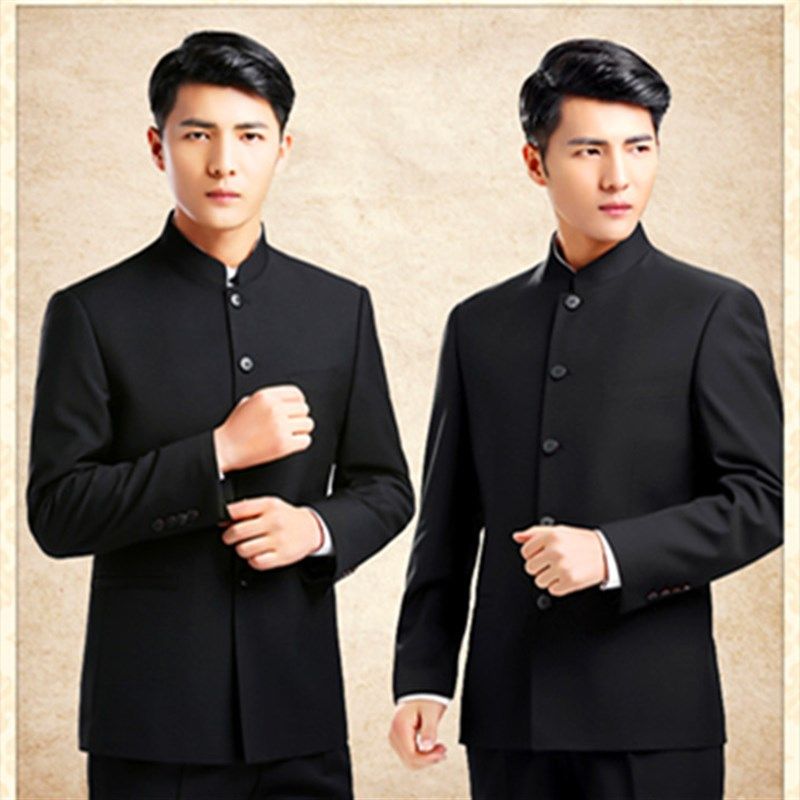 男款中山装青年修身中式立t领伴郎套装主持人礼服中国风演出服唐,男装,中山装,淘宝优惠券,粉丝福利购,淘宝优惠卷