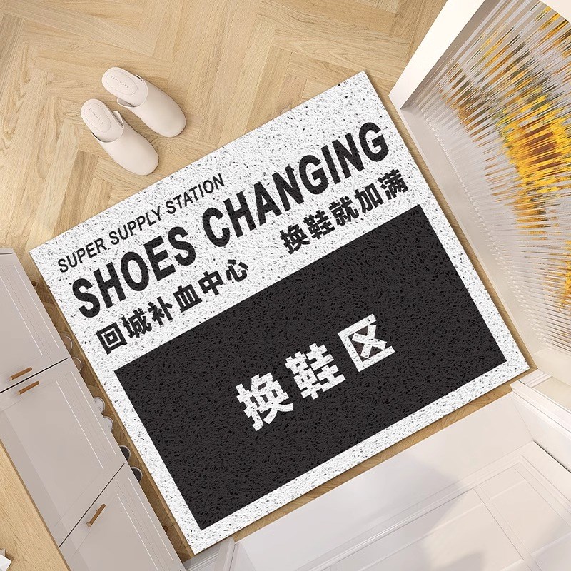 入户门地垫纯色c高级进门玄关丝圈防滑脚垫可冲洗耐磨耐脏天津地