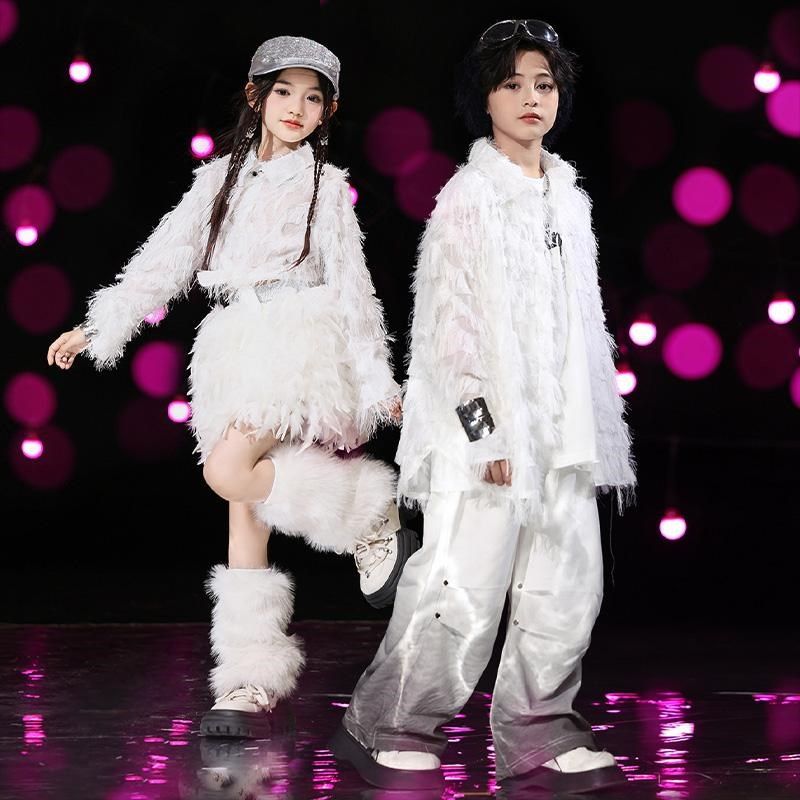 街舞儿童嘻哈元旦演出服男童羽毛衬衫架子鼓女团舞U台走秀爵士舞,童装/婴儿装/亲子装,儿童演出服,淘宝优惠券,粉丝福利购,淘宝优惠卷