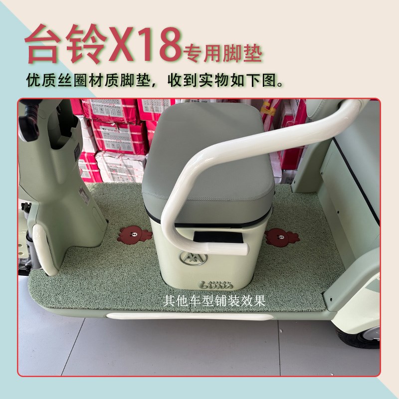 适用台铃X18电动三轮车脚垫防滑厚F丝圈耐磨免裁脚踩踏板垫踏皮垫