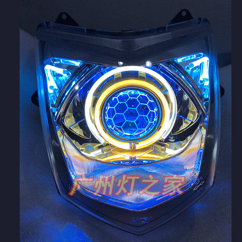 小劲战三代c目 四代目电摩LED透镜大灯总成改装海5双光天使眼
