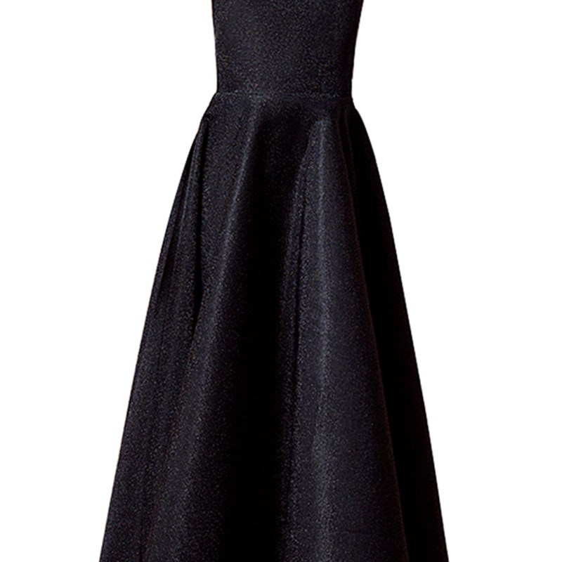 女童长款黑色晚礼服中大童钢琴演出E服小女孩模特走秀学生晚会主