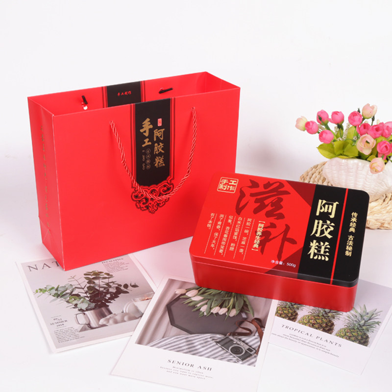 纯手工阿胶糕f包装袋礼盒铁盒高档礼品盒子手提袋一斤装500g固元