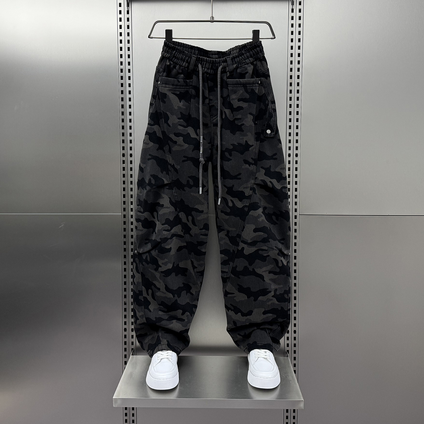 2025冬季拉绒美式复古迷彩工装裤