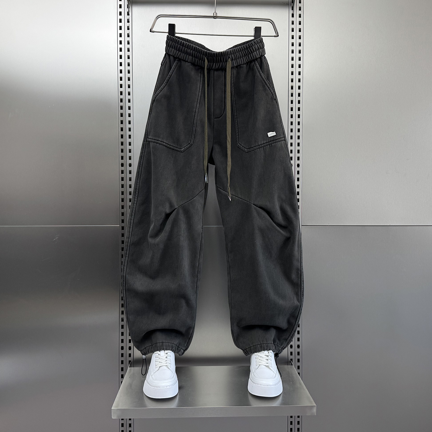 2025冬季加绒工装绿色休闲裤