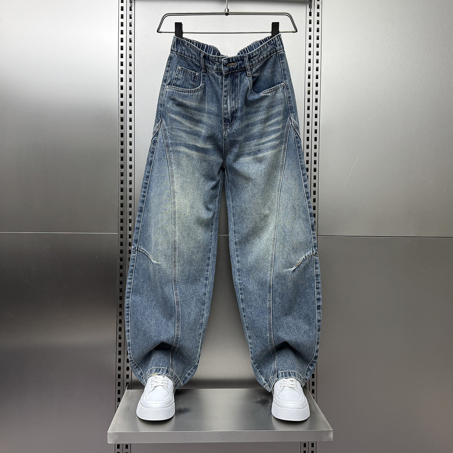 2026春季新款宽松美式复古水洗弯刀牛仔裤男士宽松阔腿裤直筒长裤,男装,牛仔裤,淘宝优惠券,粉丝福利购,淘宝优惠卷