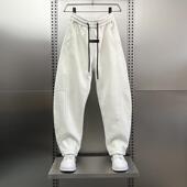 2025潮牌美式 潮流百搭宽松纯色运动卫裤 加绒休闲直筒弯刀长裤 男士