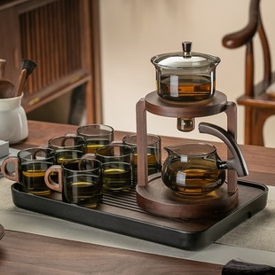 网红磁吸泡茶壶茶杯家用功夫茶懒人泡茶神器 玻璃自动茶具套装