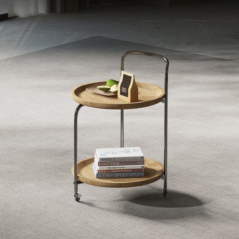 意式极简灰钛不锈钢小推车边几客厅家用沙发边几卧室床边角几边桌