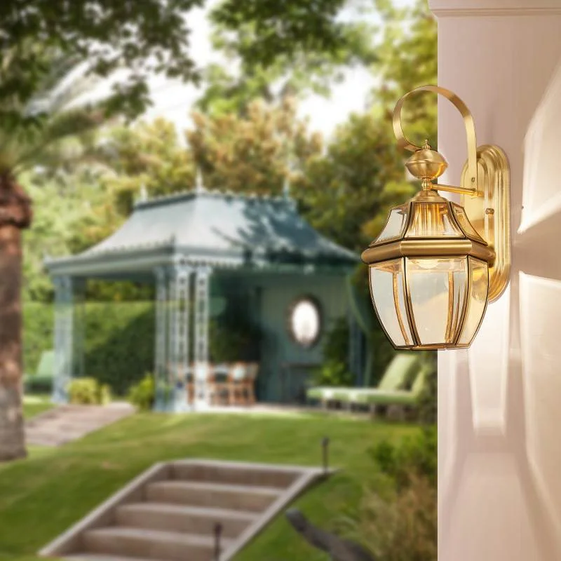 户外欧式庭院灯 工厂室外小区花园别墅阳台大门创意全铜壁灯