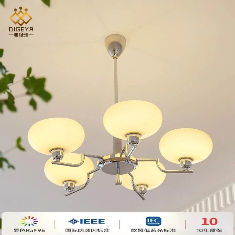 北欧创意个性奶光玻璃灯中古现代法式包豪斯卧室书房客厅餐厅吊灯