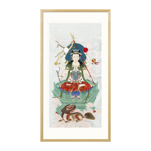 工笔人物传统国画斗姥画像玄关书房水陆画新中式卷轴画框装饰挂画