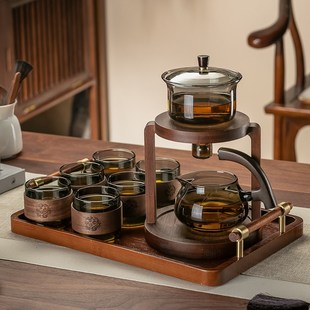 网红磁吸泡茶壶茶杯家用功夫茶懒人泡茶神器 玻璃自动茶具套装