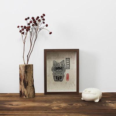 造物笔记 手工拓印挂画非遗年画「云南瓦猫」甲马版画家居装饰画