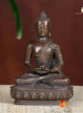 阿弥陀佛 三世佛家用佛前台湾室内桌面铜仿古3寸随身佛小铜像