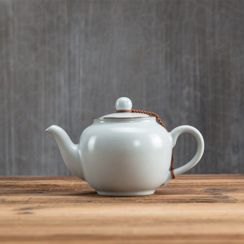 汝窑茶壶陶瓷茶壶可开片汝瓷大号仿宋茶壶可养红茶泡带内胆茶壶器