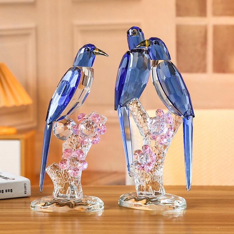 水晶鸟摆件喜鹊新婚礼物乔迁客厅酒柜装饰品小家居饰品工艺品摆件