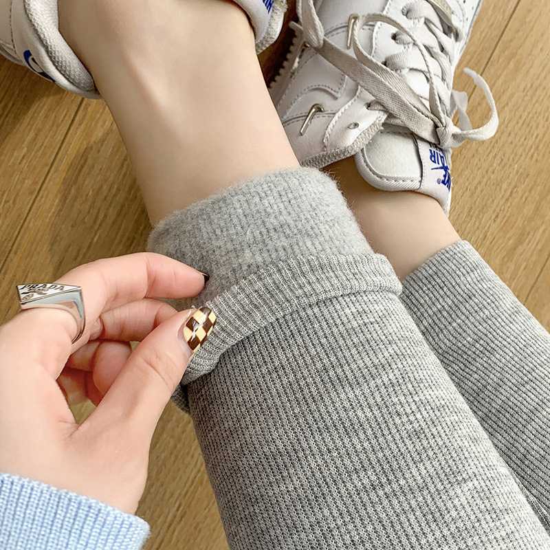 秋冬季薄绒打底裤女内外穿九分裤