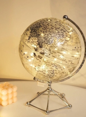 现代简约创意透明地球仪摆件轻奢发光家居客厅酒柜电视柜办公室