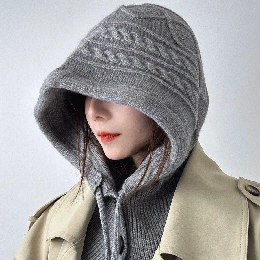 巴拉克拉法帽女秋冬新款帽子围脖一体韩版休闲保暖护耳毛线针织