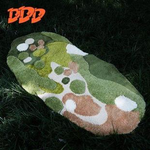DDD北欧植绒地毯森系苔藓卧室长条床尾床边毯客厅防滑簇绒地垫ins
