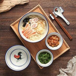家用商用早餐碗 怀旧陶瓷鸡公面碗一人食餐具大号拉面碗碗碟套装