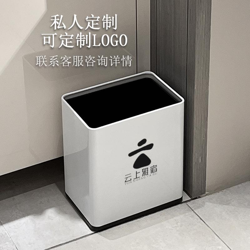 2023年客厅轻奢不锈钢垃圾桶家用厨房桌面办公室夹缝无盖商用厕所