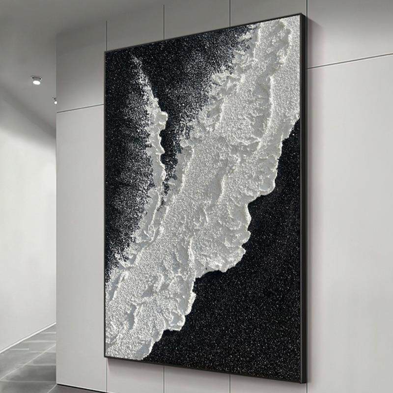 2024新款现代轻奢客厅沙发后装饰画纯手绘厚肌理入户玄关背景挂画