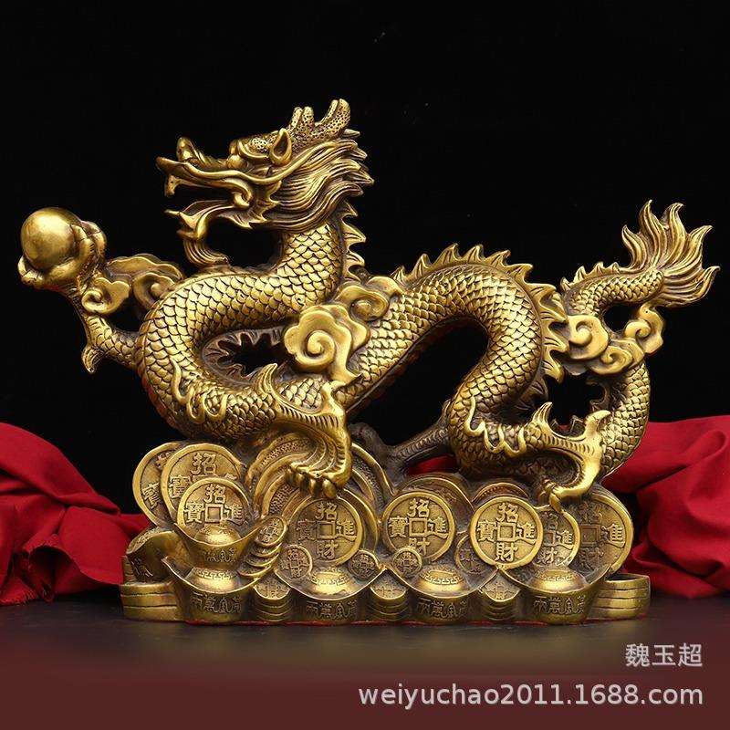 纯铜黄金万两龙汉龙生肖龙家居装饰品青龙黄金万两工艺品摆件