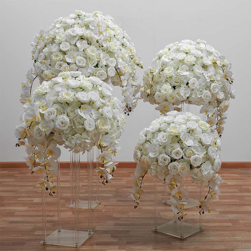 新款蝴蝶兰绣球玫瑰花球婚礼舞台餐桌布置仿真花橱窗展厅装饰假花
