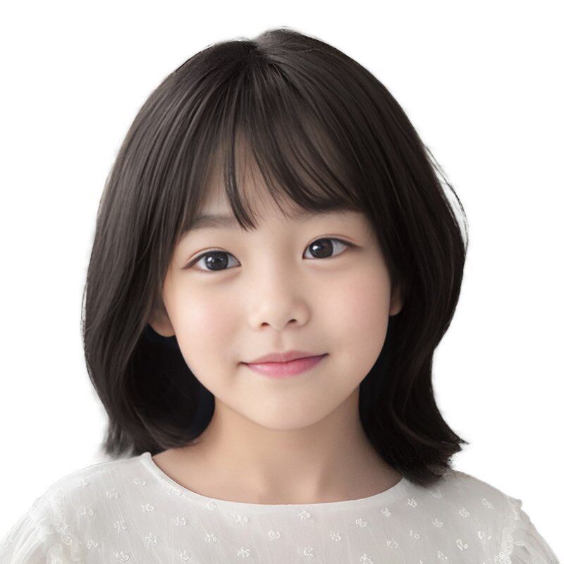 儿童假发女孩短发自然时尚全头套式日系外翻短发仿全真人发假发套