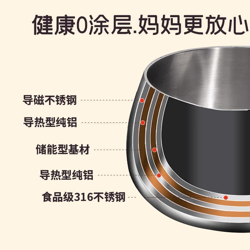 12/14cm迷你小奶锅316不锈钢食品级宝宝婴儿辅食锅无涂层煮粥小锅
