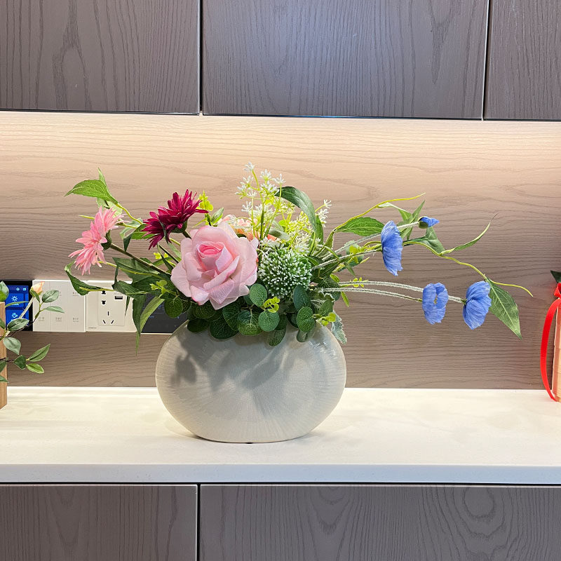 手感假花仿真花蝴蝶兰保湿玫瑰绢花插花新中式餐桌摆设花茶几花卉