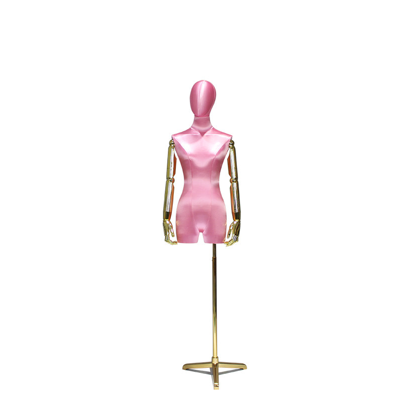 服装店模特道具女半身高端丝绸缎金色手臂婚纱展示架橱窗展示人台
