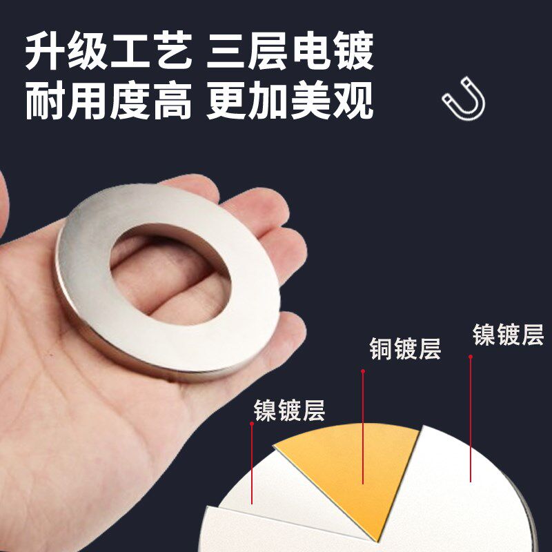 70x6-38mm强力磁铁圆环形带孔强磁超强吸铁石高强度钕磁悬浮圆环
