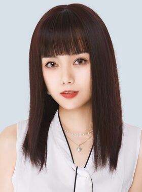 假发女中长直发全真人发丝混丝全头套式纯垂直发套时尚减龄头发套