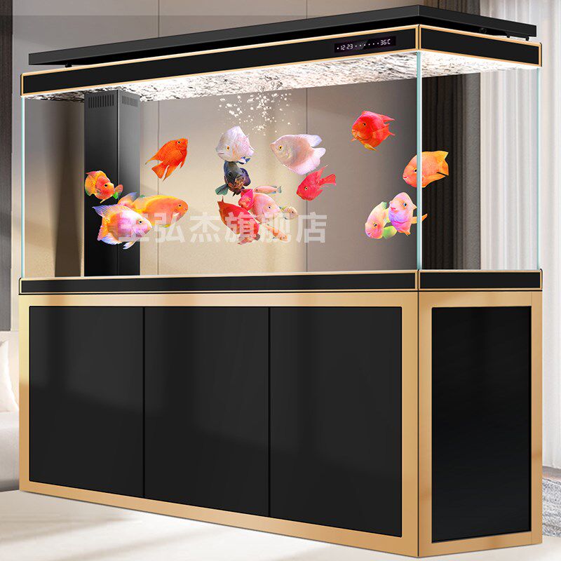铝合金龙鱼缸客厅大型免换水底滤超白水族箱玄关靠墙屏风隔断鱼缸