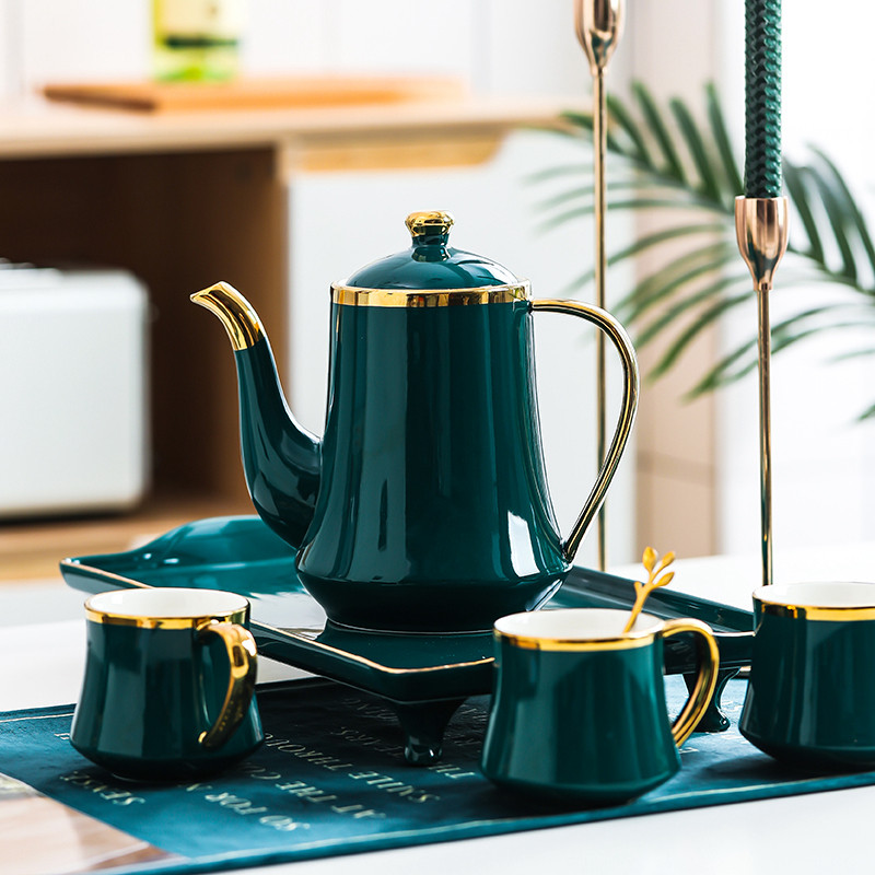 北欧茶壶茶杯套装家用陶瓷杯整套泡茶具杯子客厅水杯现代简约创意