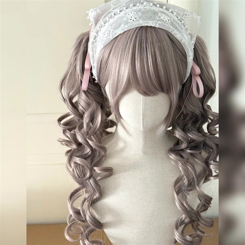[薄盐]假发为妇女,古代和早期洛丽塔虎口夹,双马尾娃娃感觉,每日J