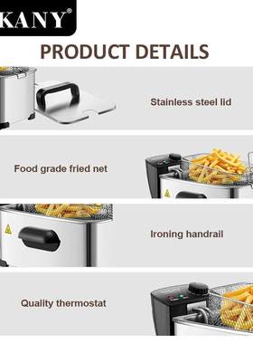 外贸出口SOKANY10075油炸锅家用3.5L电炸锅炸鸡薯条DEEP FRYER