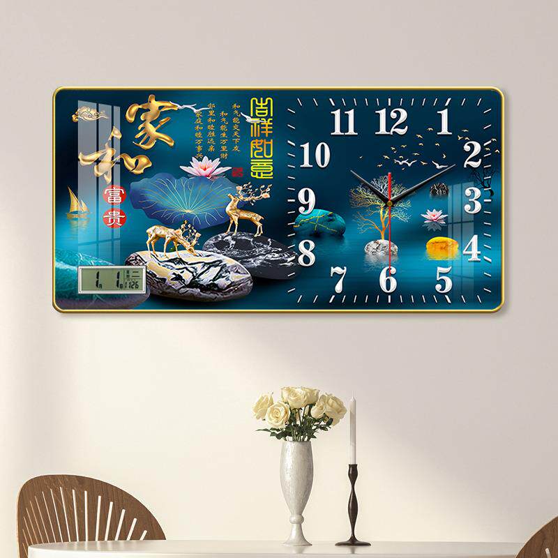 客厅简约现代时钟装饰画钟表挂钟餐厅万年历创意静音石英钟免打孔