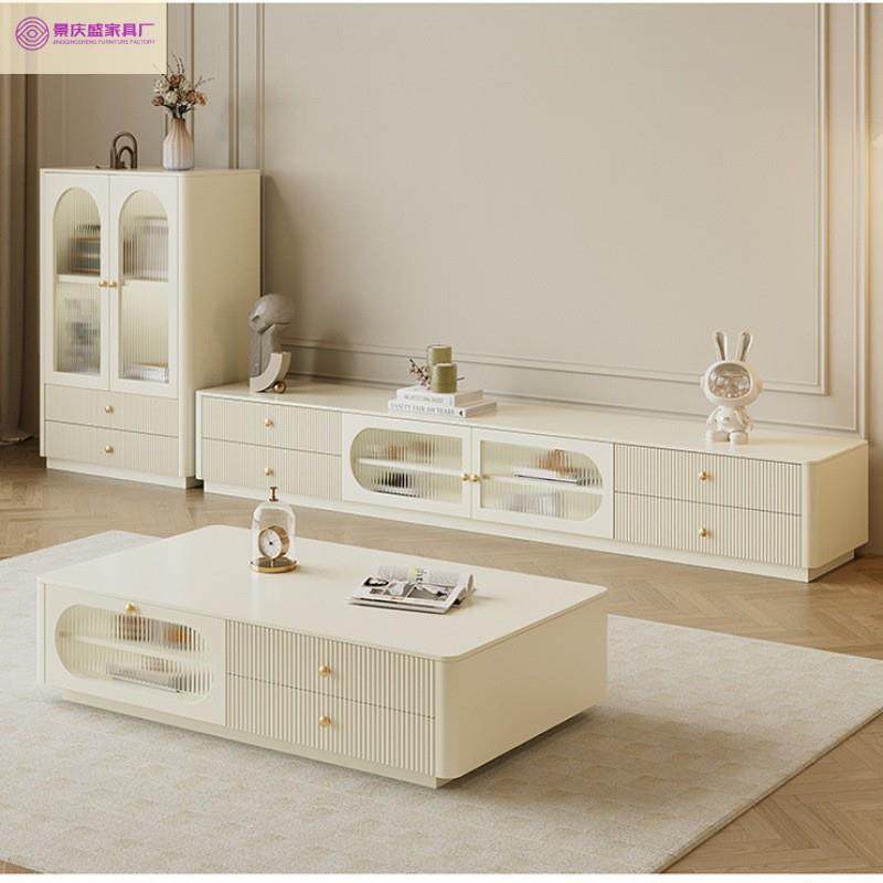 法式茶几电视柜组合奶油风客厅现代简约小户型实木落地白色地柜,鲜花速递/花卉仿真/绿植园艺,割草机/草坪机,淘宝优惠券,粉丝福利购,淘宝优惠卷
