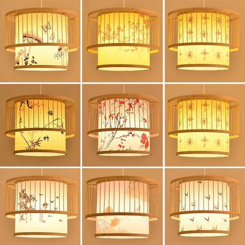 新中式餐厅饭店包间竹编吊灯餐馆火锅店包房包厢茶室茶楼竹艺灯具