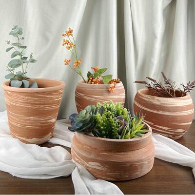 透气吸水大号花卉种植盆特大号红土花盆手拉盆混批手工红陶盆