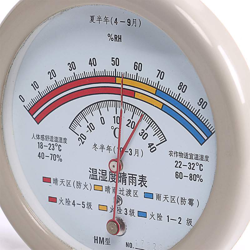 晴雨表HM10型温度晴雨表室内壁挂指针式温湿度表毛发温湿度计