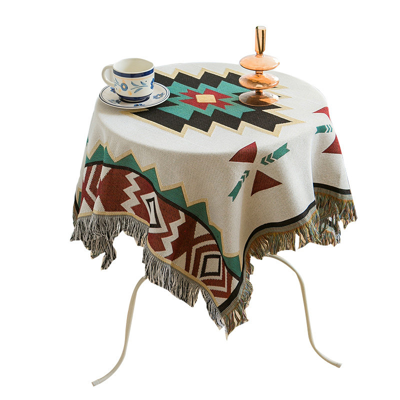 简约现代ins民族风桌布高级感轻奢茶几床头柜书桌方桌圆长桌台布