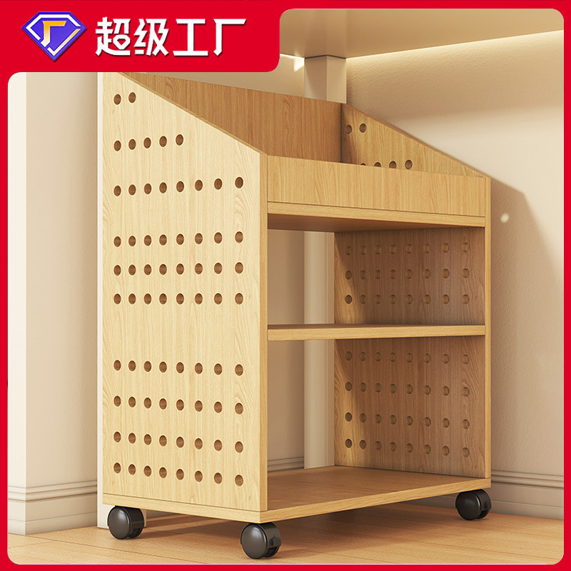 置物架桌下书桌旁小书架可移动带轮落地办公桌边推车书本收纳书柜