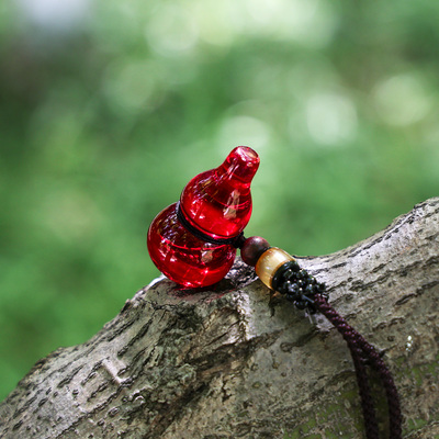 天然红宝石葫芦吊坠本命年项链